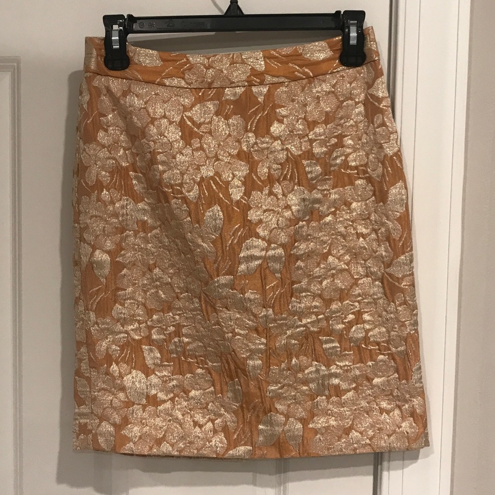 Talbots jacquard metallic gold skirt
